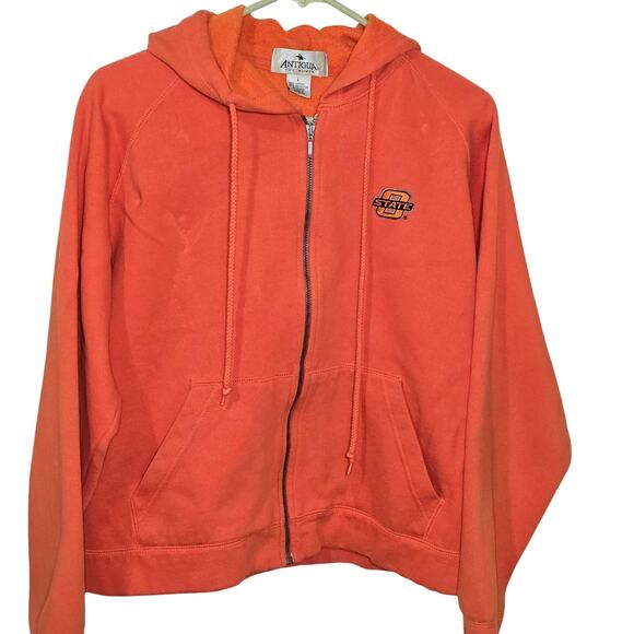 Antigua Oklahoma State OSU Cowboys Full Zip Orange Hoodie Womens Large - Picture 1 of 10
